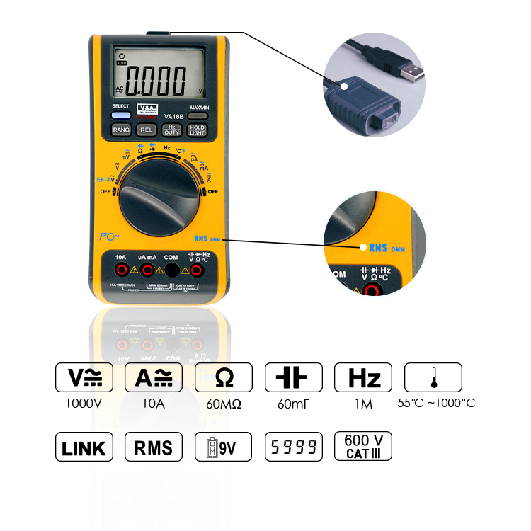 VA18B RMS Multimeter with USB - Image 3