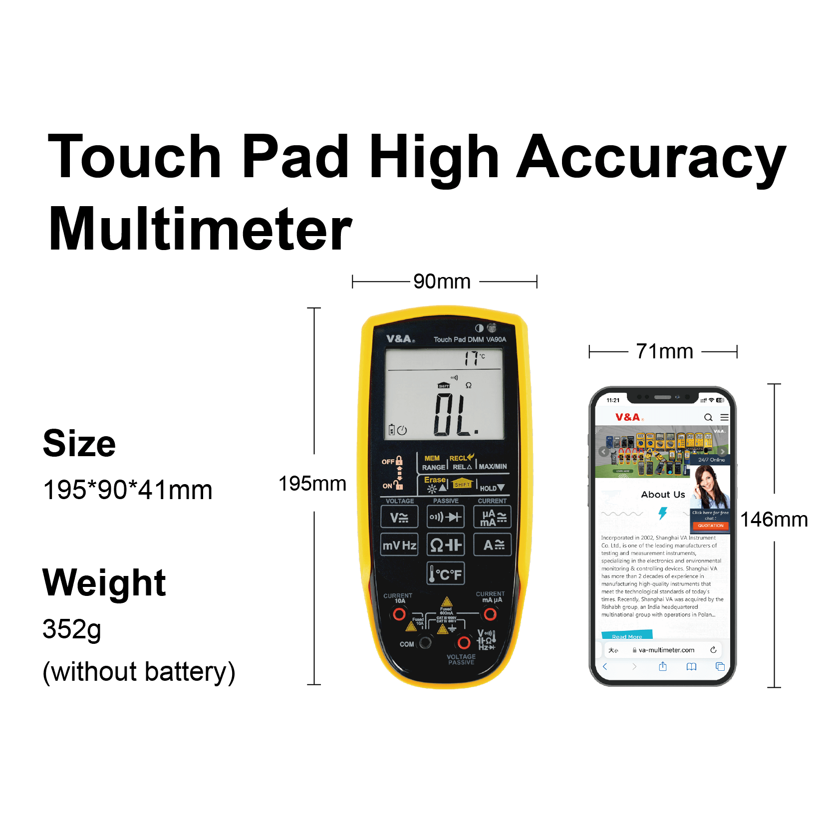 VA90A Touch Digital Multimeter - Image 3